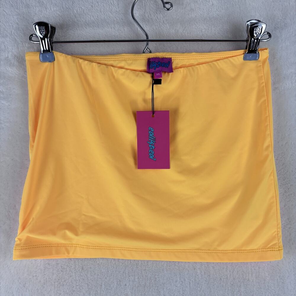 Edikted Selma Women’s Bright Yellow Mini Skirt SZ XS Soft Stretchy